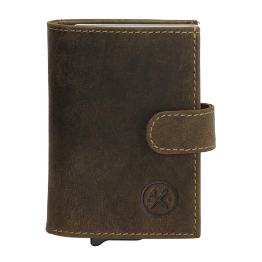 Safety Wallet | Börse 10,5 x 8cm in Olivgrün - leder-accessoires.com