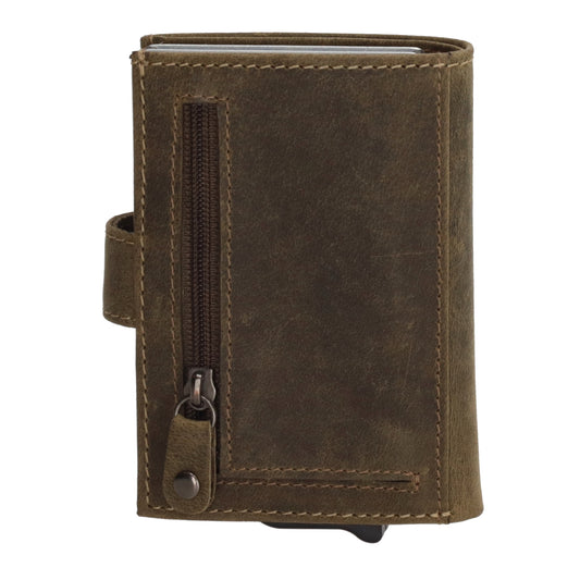 Safety Wallet | Börse 10,5 x 8cm in Olivgrün - leder-accessoires.com