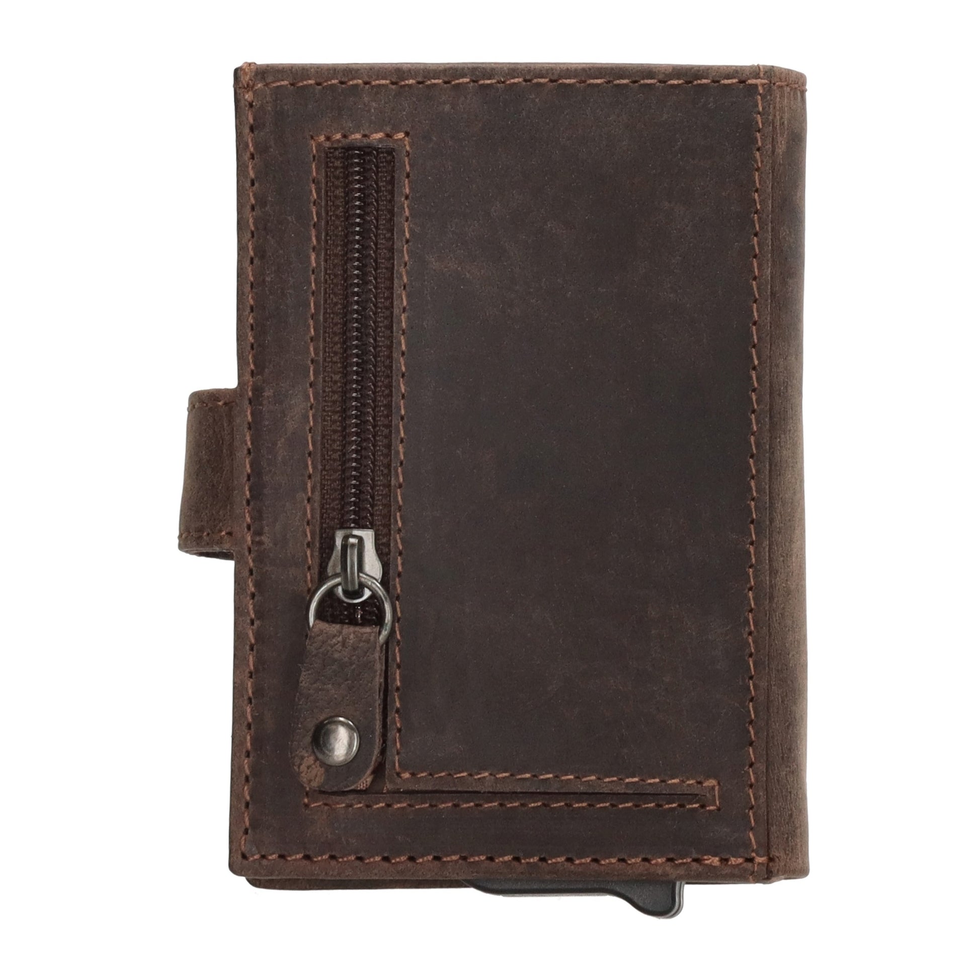 Dunkelbraune Leder Safety Wallet 8,3x10,5cm im Vintage-Look für Karten - leder-accessoires.com