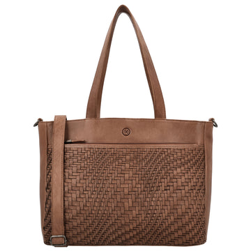Vollleder Shopper in Braun 35x25x10cm im Boho Chic Stil