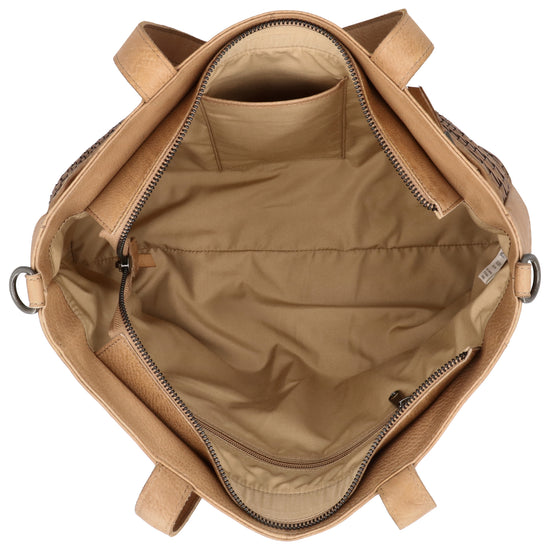Vollleder Shopper in Taupe 35x25x10cm im Boho Chic Stil - leder-accessoires.com