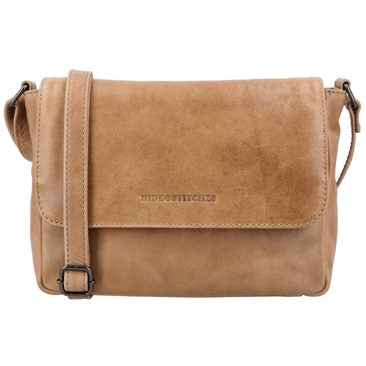 Umhängetasche Leder 25x19x7,5cm in Taupe mit Überschlag - leder-accessoires.com