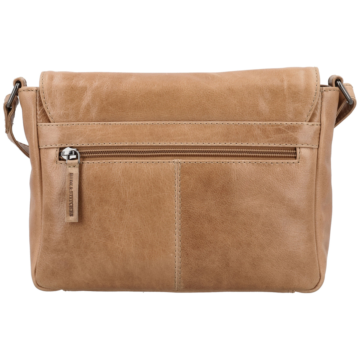 Umhängetasche Leder 25x19x7,5cm in Taupe mit Überschlag - leder-accessoires.com