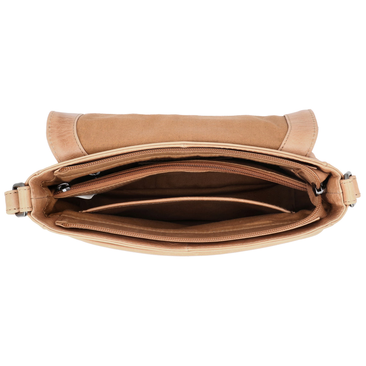 Umhängetasche Leder 25x19x7,5cm in Taupe mit Überschlag - leder-accessoires.com