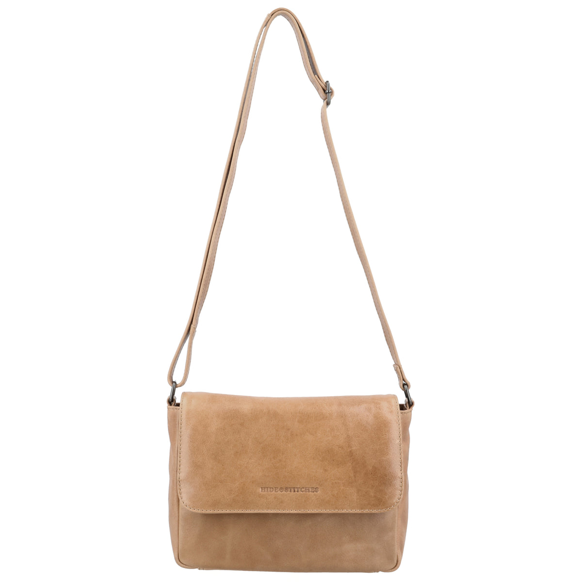 Umhängetasche Leder 25x19x7,5cm in Taupe mit Überschlag - leder-accessoires.com