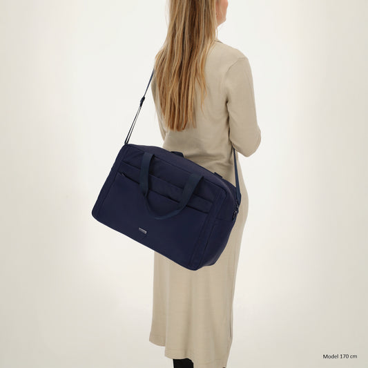 Reisetasche 41 x 28cm in Dunkelblau mit Aufsteckfunktion - leder-accessoires.com