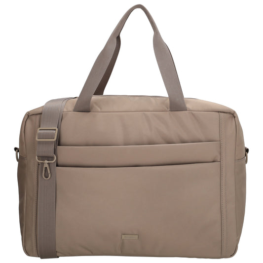 Reisetasche 41 x 28cm in Taupe mit Aufsteckfunktion - leder-accessoires.com