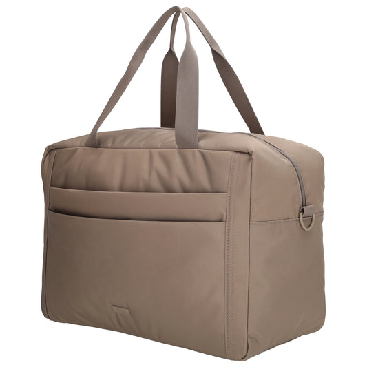 Reisetasche 41 x 28cm in Taupe mit Aufsteckfunktion - leder-accessoires.com