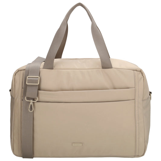 Reisetasche 41 x 28cm in Helltaupe mit Aufsteckfunktion - leder-accessoires.com