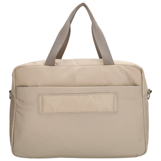 Reisetasche 41 x 28cm in Helltaupe mit Aufsteckfunktion - leder-accessoires.com