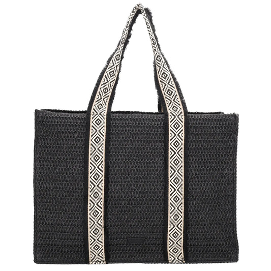 Basttasche & Strandtasche 50x37cm in Schwarz – stilvoll durch den Sommer