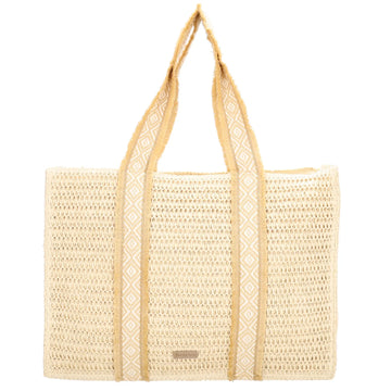 Ibiza Basttasche Creme – Helle Strandtasche & Shopper 50x37cm