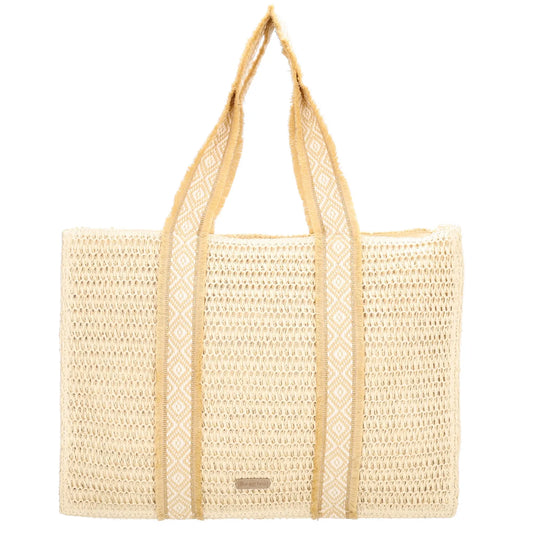 Ibiza Basttasche Creme – Helle Strandtasche & Shopper 50x37cm