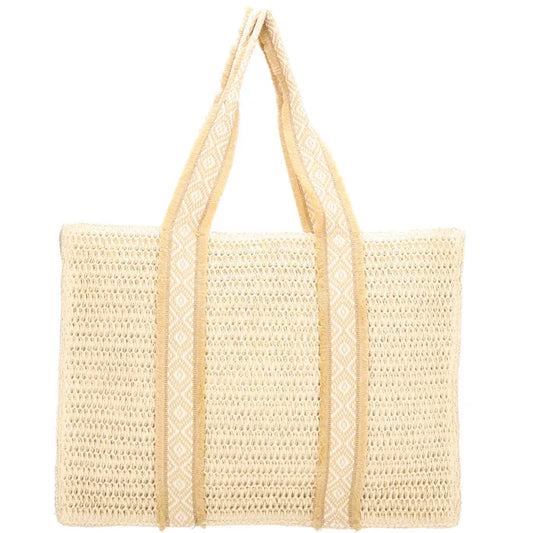 Ibiza Basttasche Creme – Helle Strandtasche & Shopper 50x37cm