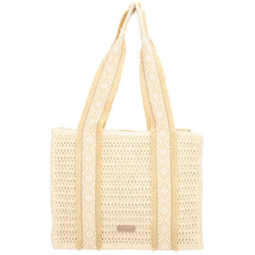 Ibiza Basttasche 35x28cm Creme – Sommerlicher Shopper mit Schultergurt