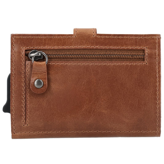 Safety Wallet Cognac – Kartenhalter Leder mit RFID Schutz - leder-accessoires.com