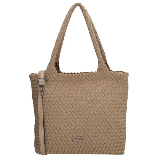 Shopper in Taupe 43x35cm geflochtene Optik - leder-accessoires.com