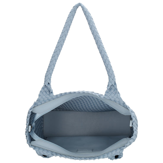 Shopper in Hellblau 43x35cm geflochtene Optik - leder-accessoires.com