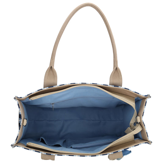 Shopper | Strandtasche 42x33cm Blau gestreift mit Reißverschluss - leder-accessoires.com