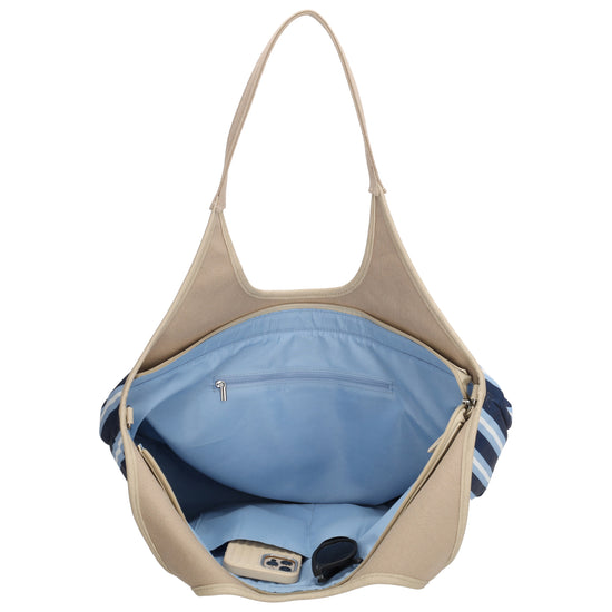 Shopper | Strandtasche 51x32cm Blau gestreift mit Reißverschluss - leder-accessoires.com