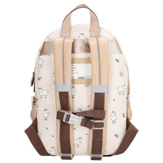 Kinderrucksack 35x10x25cm mit Schäfchen in Creme