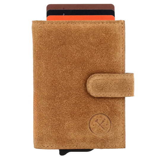 Safety Wallet 7x10cm Kamel kompakt mit RFID Schutz - leder-accessoires.com
