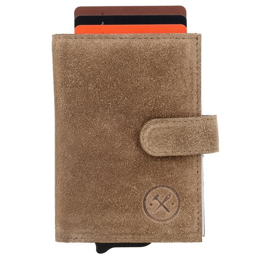 Safety Wallet 7x10cm Taupe kompakt mit RFID Schutz - leder-accessoires.com