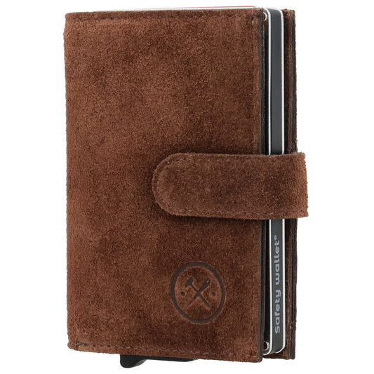 Safety Wallet 7x10cm Braun kompakt mit RFID Schutz - leder-accessoires.com