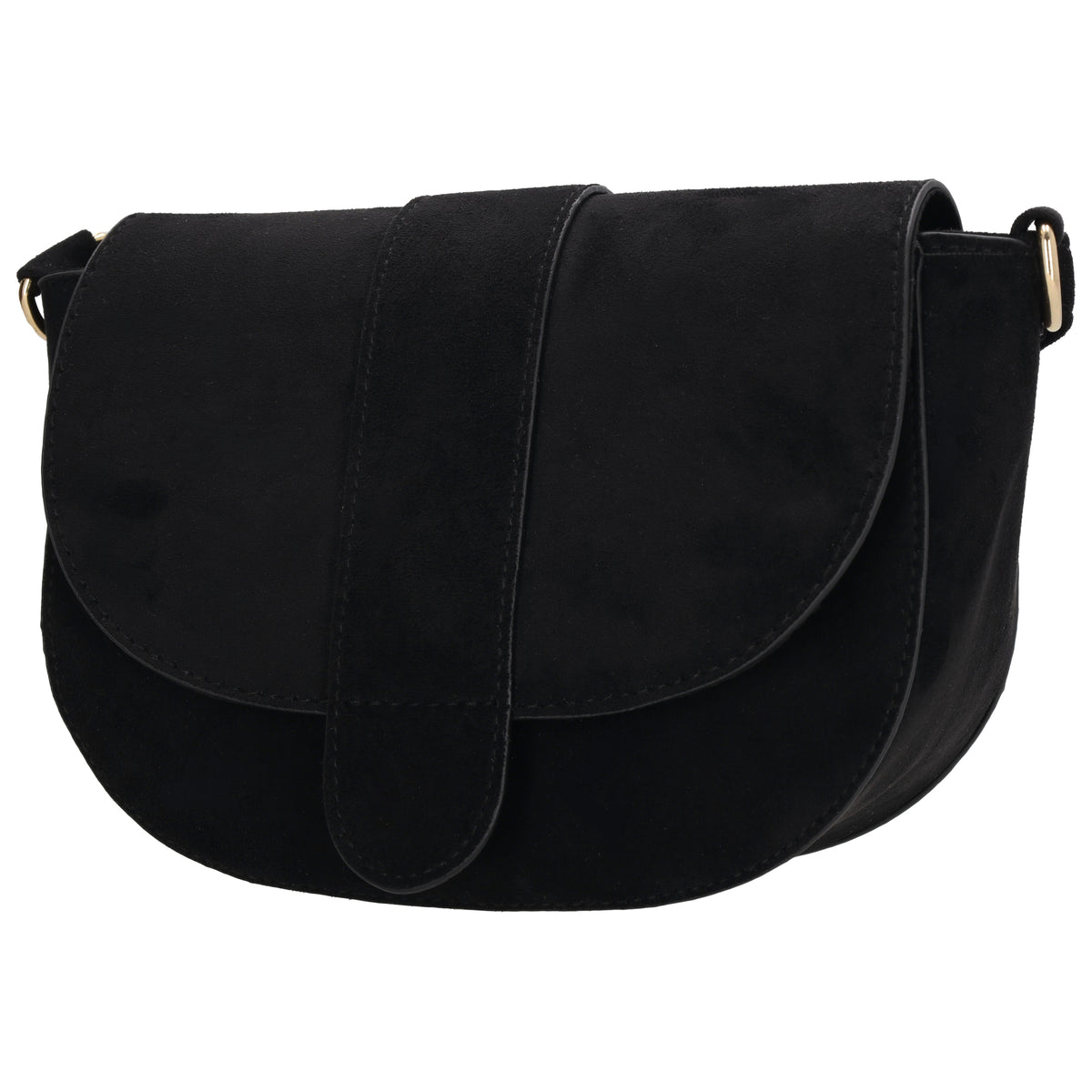 Schwarze Crossbody 20 x 14cm Tasche Damen – kleine Umhängetasche in Velours-Optik - leder-accessoires.com