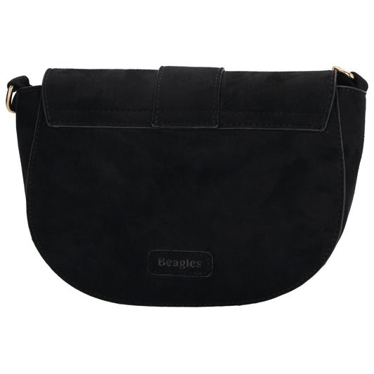 Schwarze Crossbody 20 x 14cm Tasche Damen – kleine Umhängetasche in Velours-Optik - leder-accessoires.com