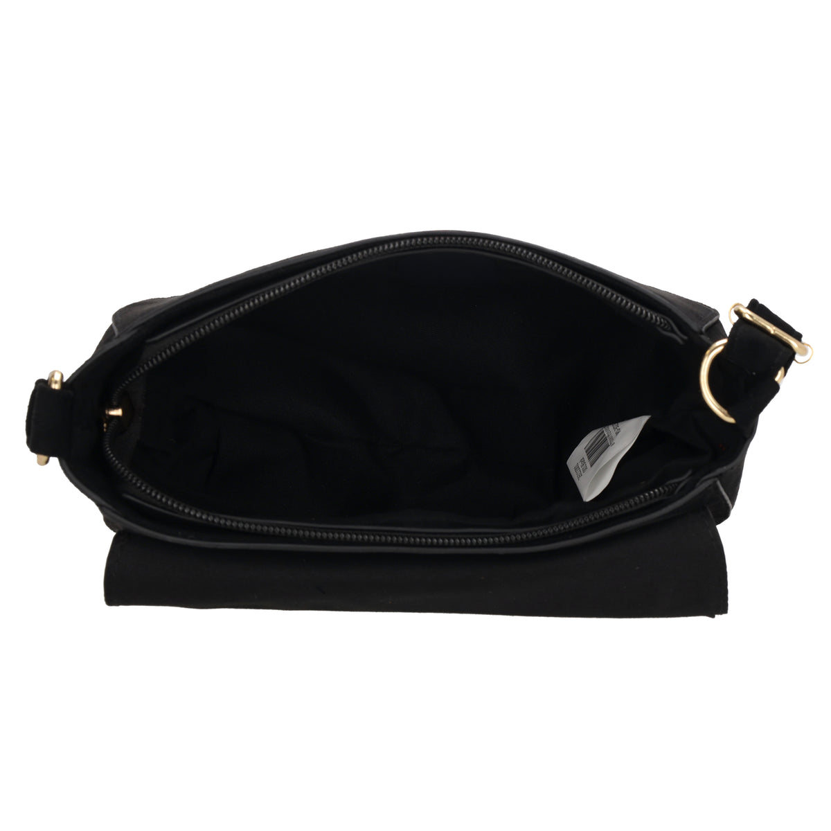 Schwarze Crossbody 20 x 14cm Tasche Damen – kleine Umhängetasche in Velours-Optik - leder-accessoires.com