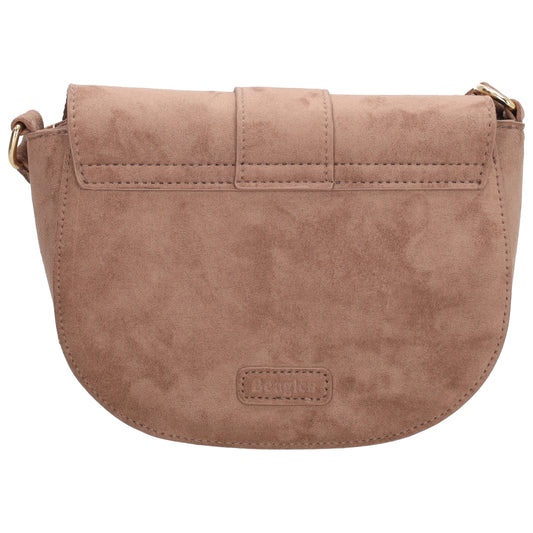 Crossbody Tasche 20 x 14cm Damen Taupe – kleine Umhängetasche in Velours-Optik - leder-accessoires.com