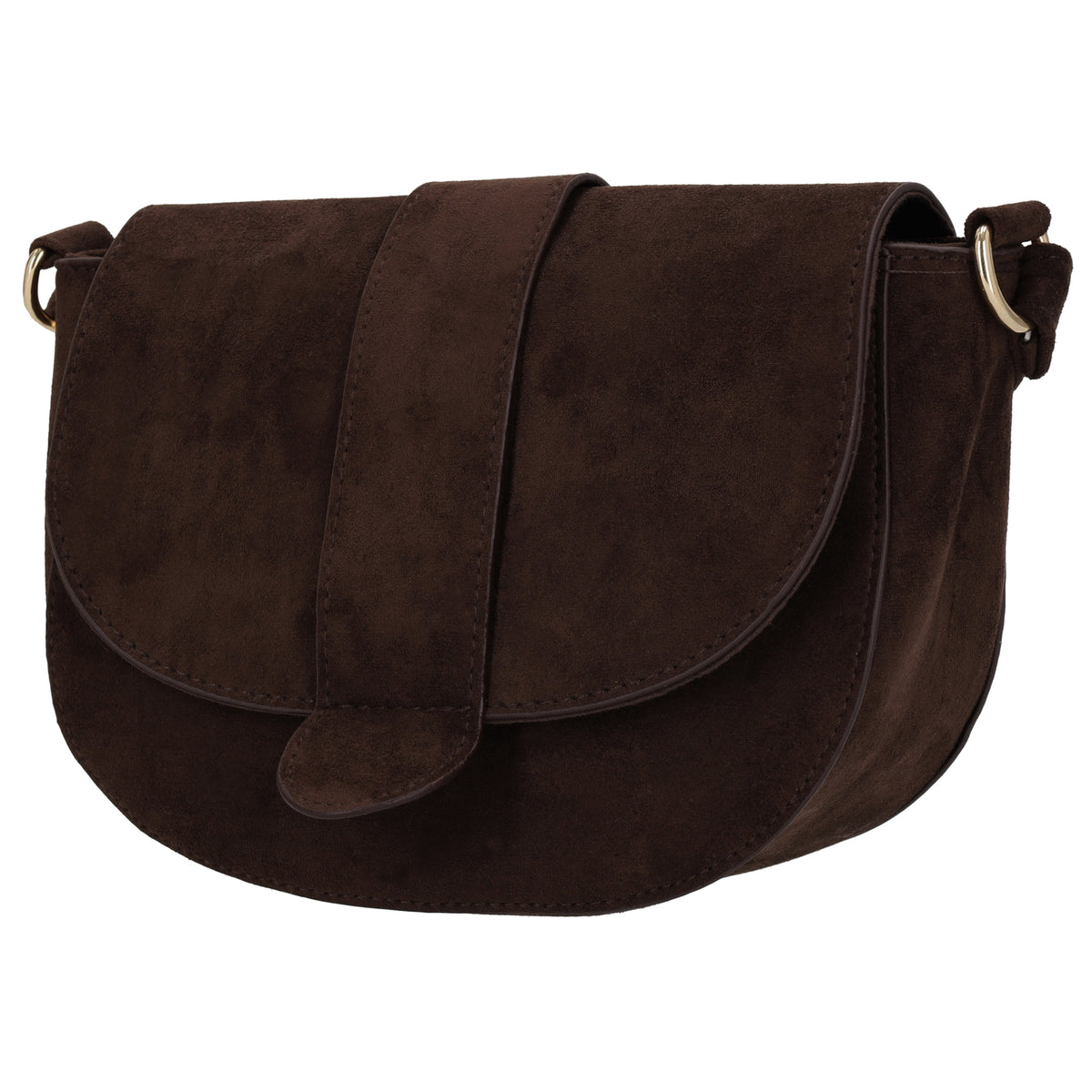 Crossbody 20 x 14cm Tasche Damen Dunkelbraun – Umhängetasche in Velours-Optik - leder-accessoires.com
