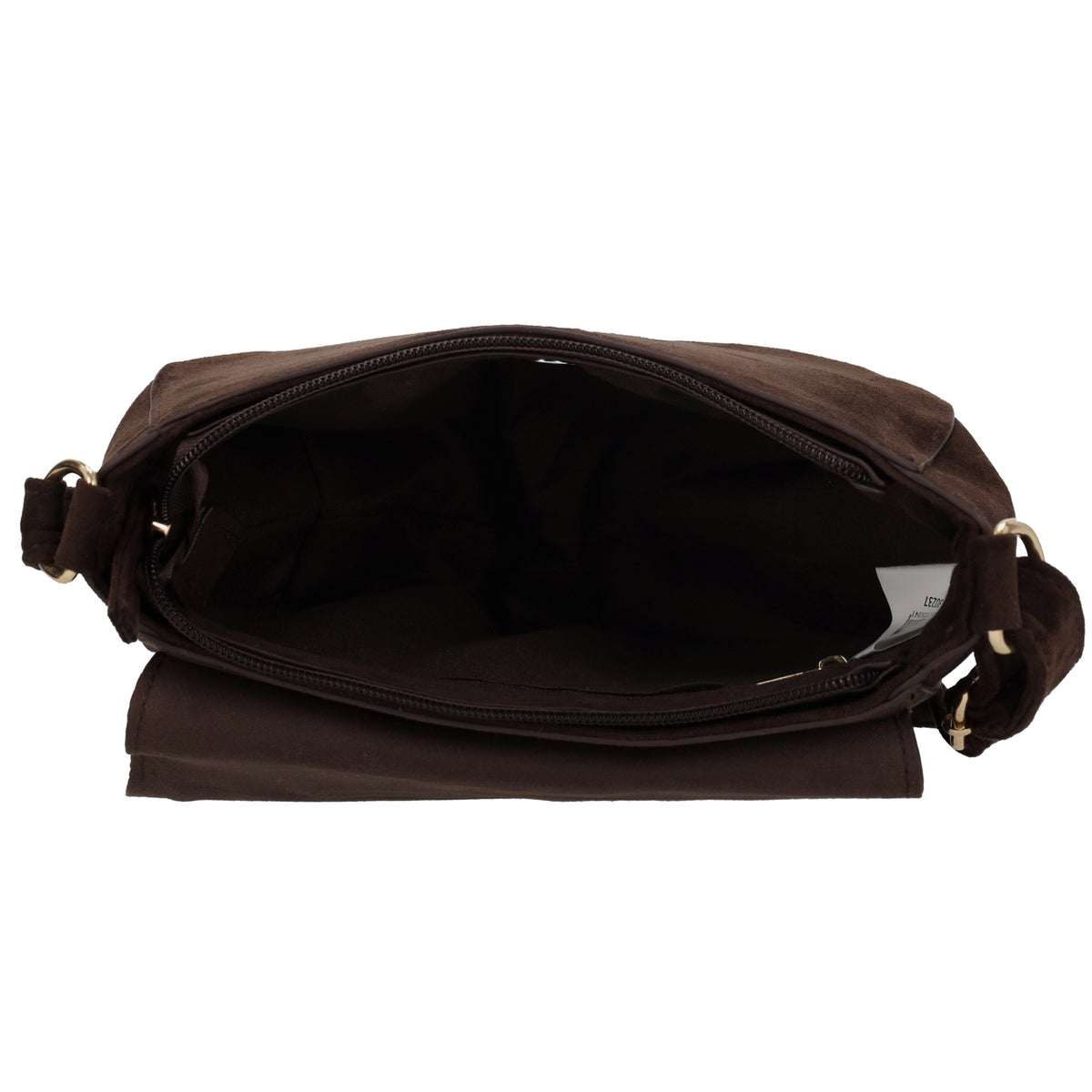 Crossbody 20 x 14cm Tasche Damen Dunkelbraun – Umhängetasche in Velours-Optik - leder-accessoires.com