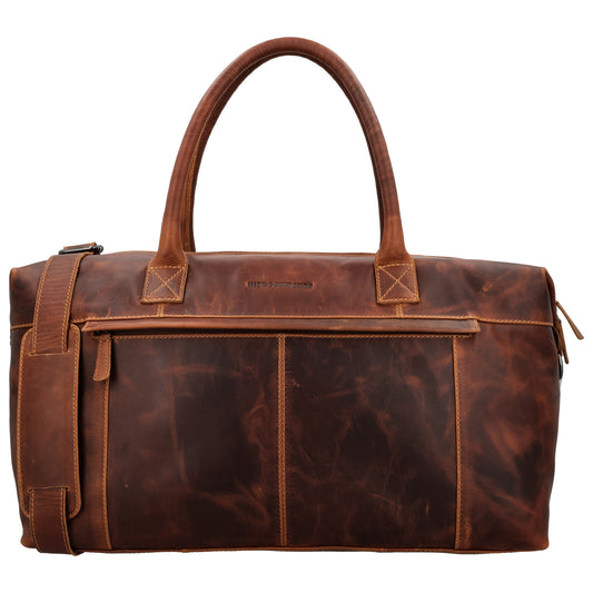 Reisetasche 56 x 33 in Cognac aus Leder mit Reißverschluss
