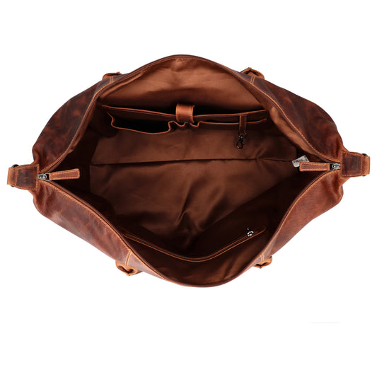 Reisetasche 56 x 33 in Cognac aus Leder mit Reißverschluss