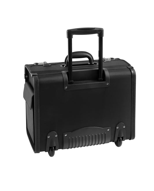 Pilotentrolley 48 x 38cm in Schwarz mit Zahlenschloss und Vortasche - leder-accessoires.com