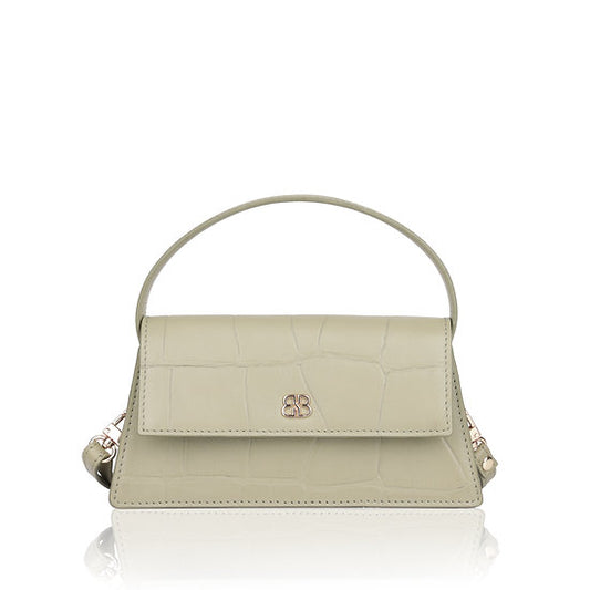 Kurzgrifftasche 22x11cm in Mint mit Krokooptik - leder-accessoires.com