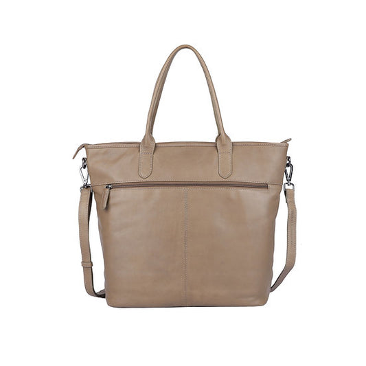Ledershopper in Taupe|Grau mit Reißverschluss und Vortaschen - leder-accessoires.com