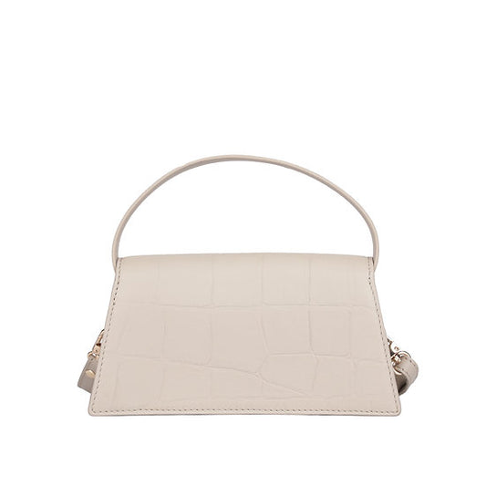 Kurzgrifftasche 22x11cm in Beige mit Krokooptik - leder-accessoires.com