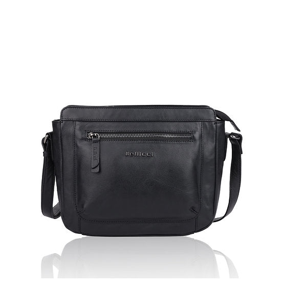 Umhängetasche 26x22cm in Schwarz mit Reißverschluss - leder-accessoires.com