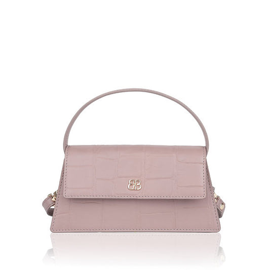 Kurzgrifftasche 22x11cm in Lila mit Krokooptik - leder-accessoires.com