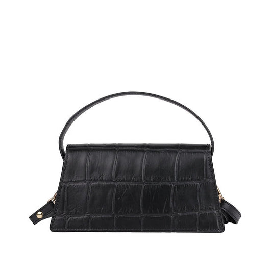 Kurzgrifftasche 22x11cm in Schwarz mit Krokooptik - leder-accessoires.com