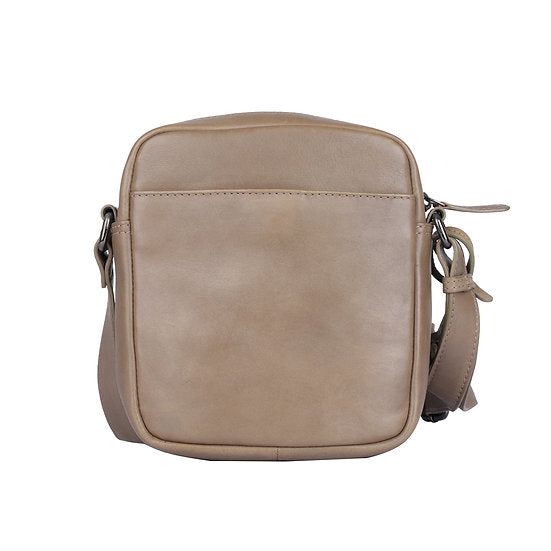 Umhängetasche aus Leder in Taupe|Grau mit Reißverschluss - leder-accessoires.com