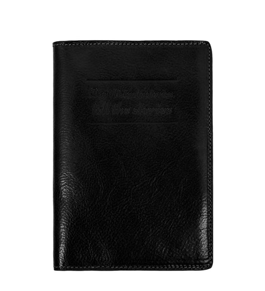 Briefmappe| Passhülle 14,5 x 20,5cm in Schwarz mit Druckknopf - leder-accessoires.com