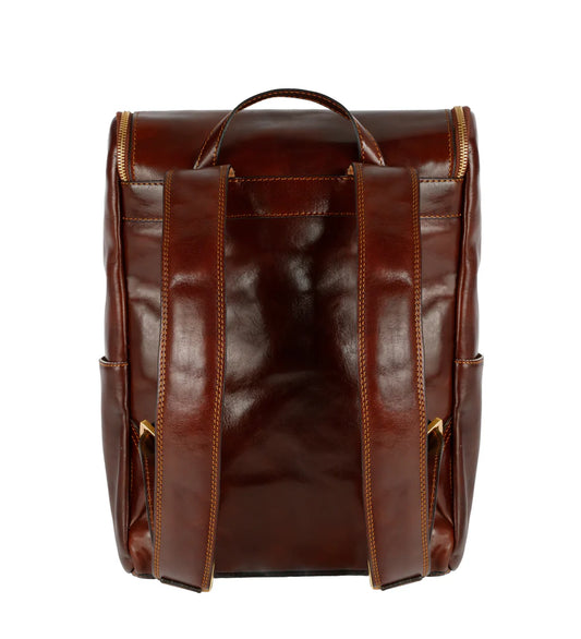 Rucksack| Businessrucksack 29 x 40cm in Braun aus Leder mit Vortasche - leder-accessoires.com