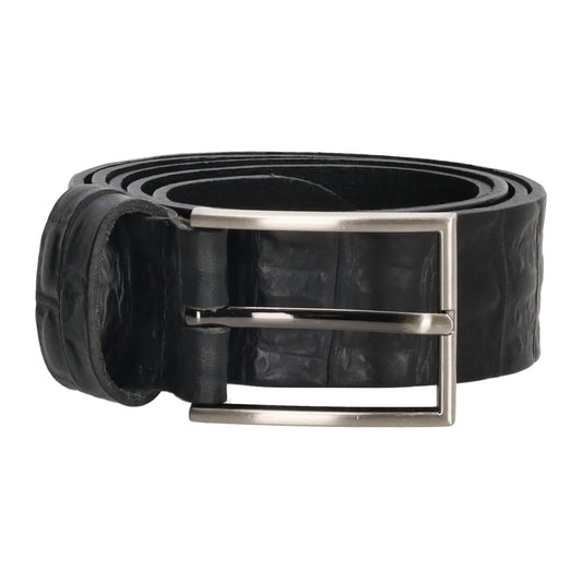 Schwarzer Anzugsgürtel 3,5cm Breit mit Krokodilprägung - leder-accessoires.com