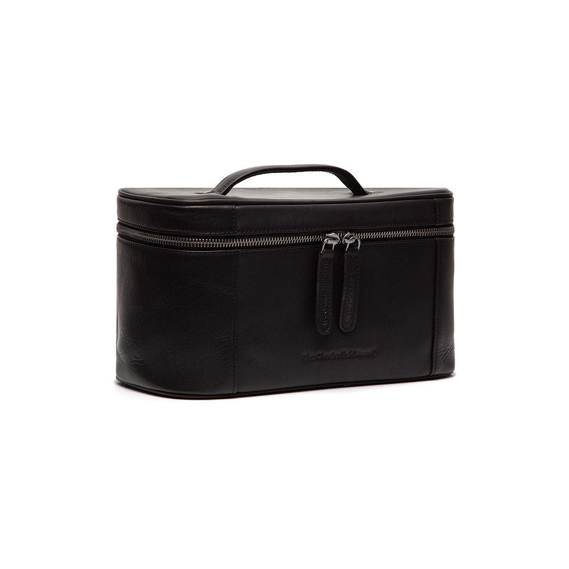 Kultur-| Kosmetiktasche 29x13x16cm in Schwarz aus Leder - leder-accessoires.com