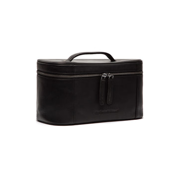 Kultur-| Kosmetiktasche 29x13x16cm in Schwarz aus Leder - leder-accessoires.com