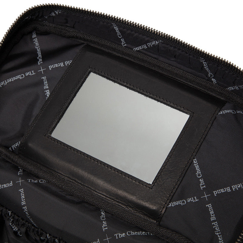 Kultur-| Kosmetiktasche 29x13x16cm in Schwarz aus Leder - leder-accessoires.com